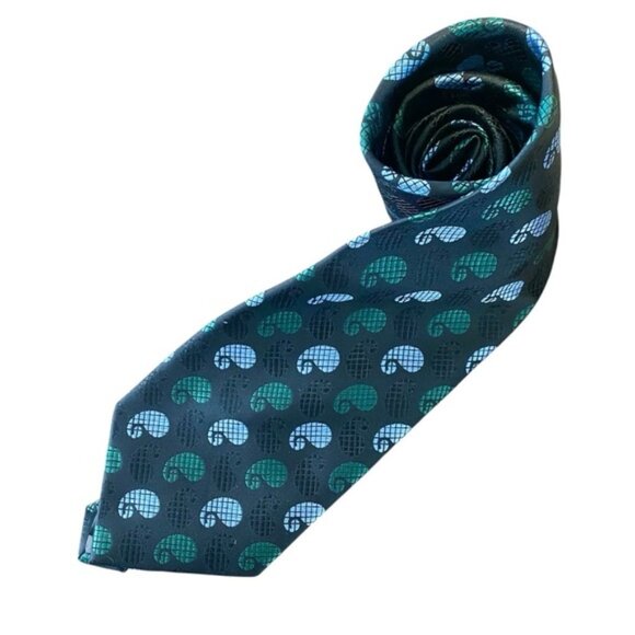 GIORGIO ARMANI Silk Neck Tie Black Green Blue Paisley Pattern Elegant - Picture 2 of 5